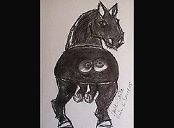 Florinda Ke Sophie - Stuhl-Stute, Graphit, 20 x 30 cm, Papier mit Passepartout, 2005