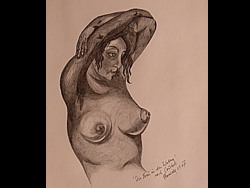 Florinda Ke Sophie - Die Frau in den Wellen, Graphit, 30 x 40 cm, Papier, gerahmt, 2007