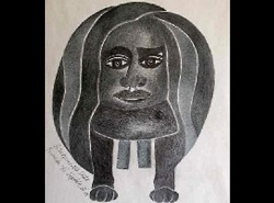 Florinda Ke Sophie - Selbstportr&auml;t, Graphit, 30x40 cm, Papier mit Passepartout, 2005