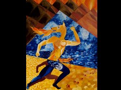 Florinda Ke Sophie - Running for illumination, Acryl auf Hartfaser, 60x80 cm, gerahmt, 2004