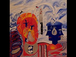 Florinda Ke Sophie - Das Herz im Kopf einer Frau,  &Ouml;l auf Leinwand, 50 x 70 cm, 2003