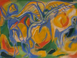 Florinda Ke Sophie - Leda, &Ouml;l auf Karton, 72x102 cm, 2009