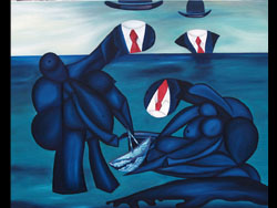 Florinda Ke Sophie, High Level Meeting, &Ouml;l auf Leinwand, 80 x 100 cm, 2011