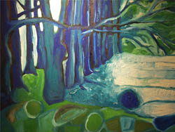 Florinda Ke Sophie - Blauloch, &Ouml;l auf Leinwand, 48 x 63 cm, gerahmt, 2012