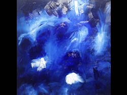 Florinda Ke Sophie - Baywatch 6 - Schneetreiben in New York, &Ouml;l auf Leinwand, 50 x 50 cm, 2017