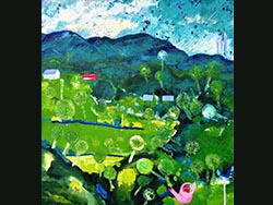 Florinda Ke Sophie - Fenster zum Hof #1  Wuthering Heights   Pirkwiesen, Lassnitzhöhe, 137 x 145 cm, 2019, Öl/Acryl auf Leinwand
